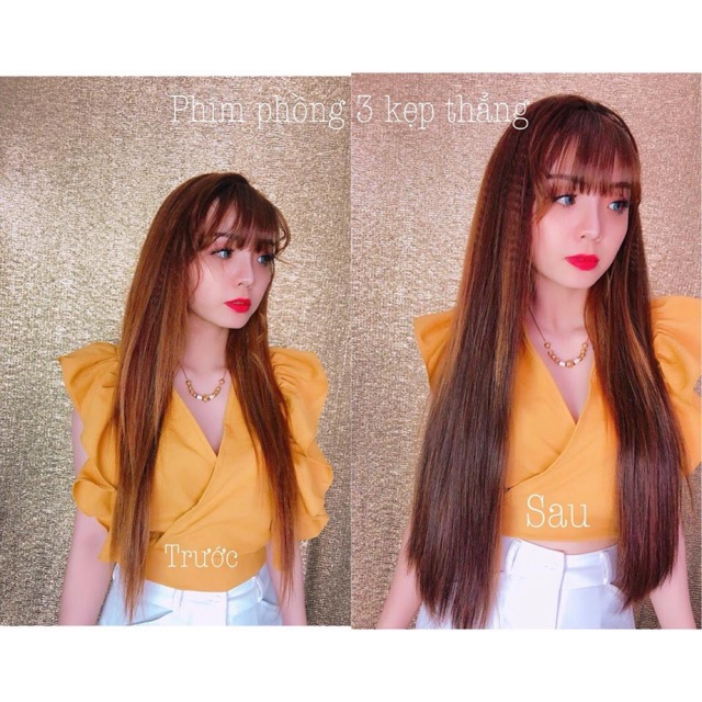 Phím phồng 3 kẹp tóc giả thẳng cao cấp❤️ 1 sét 2 miếng, mỗi miếng 3 kẹp 2 bên- ảnh thật