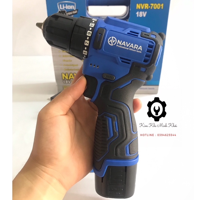 Máy khoan pin cầm tay không chổi than Navara 18V NVR-7001| Hàng chính hãng, bảo hành 12 tháng