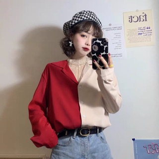 Áo sơ mi cá tính phối hai màu