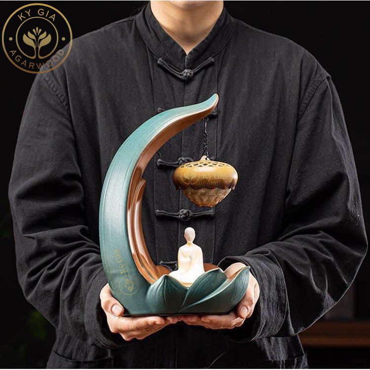 Thác Khói Trầm Hương Kỳ Gia AGARWOOD Cao Cấp Hoa Sen Treo