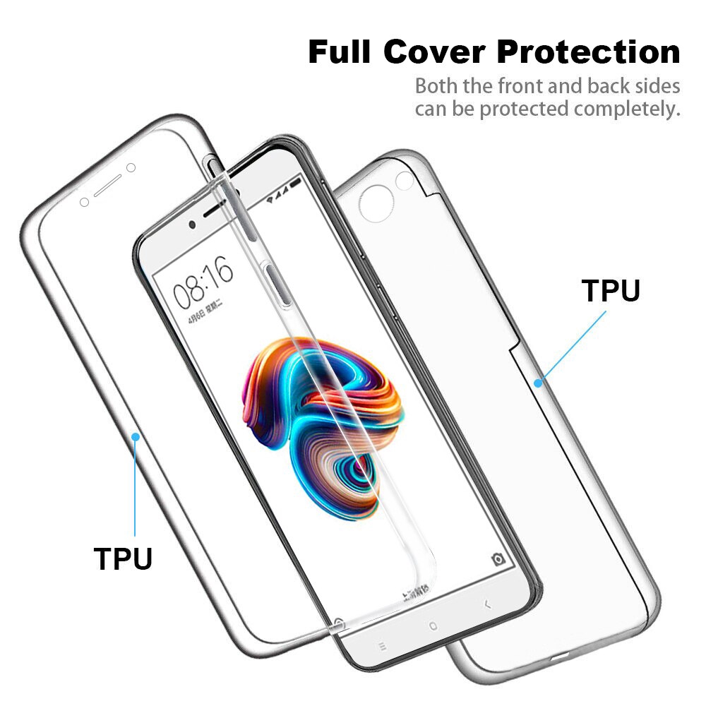 360 Front+Back Double TPU Case on the for Xiaomi Mi A1 5X Mia1 Mi5x mi5 5 x mia a 1 Xiomi Redmi 5 Plus Red mi Note 5A Soft Cover