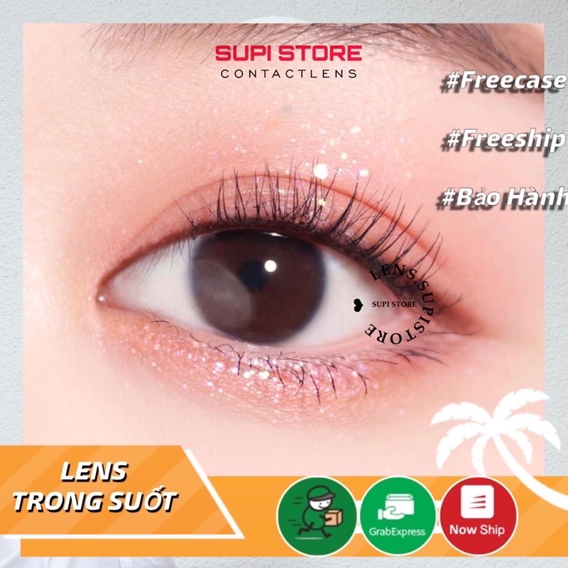 Lens Trong Suốt COSMO HÀN QUỐC  ,Có khay đựng lens, Lens trong suốt cận , Đeo tự nhiên như không đeo .