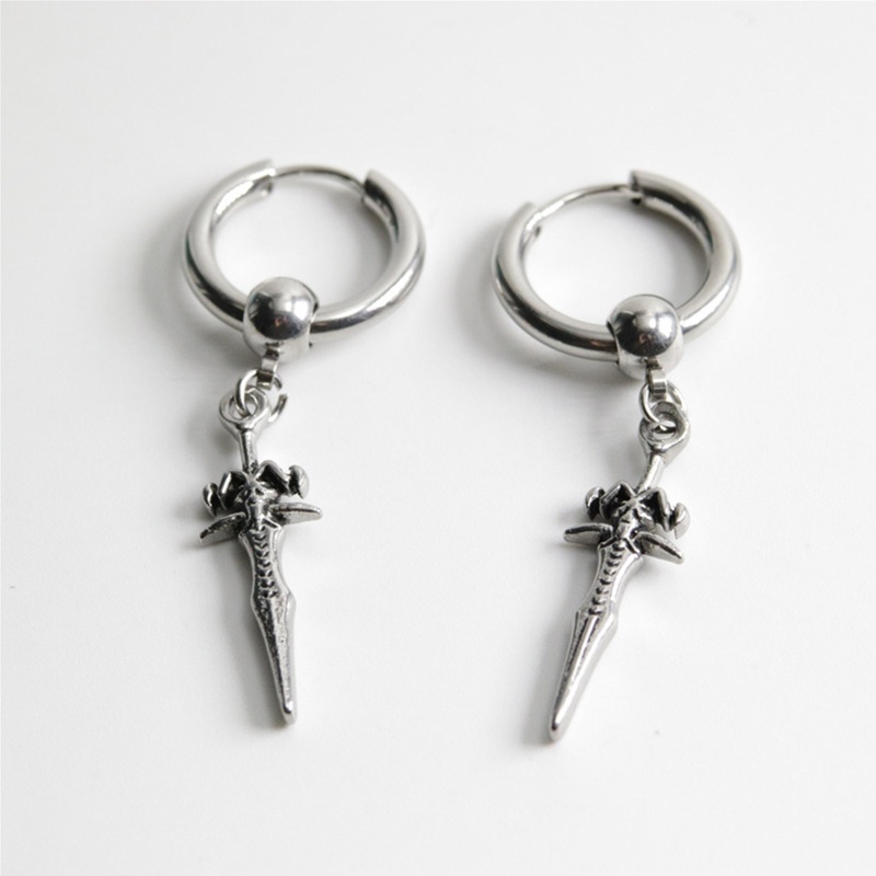 Khuyên Tai Tròn Bằng Thép Không Gỉ Mặt Thánh Giá Cho Nam Và Nữ