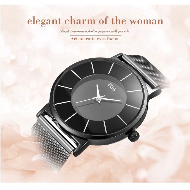 Đồng hồ nữ BGG💚Siêu Rẻ💚 dây thép không gỉ, sang trọng mà giá cả quá phải chăng