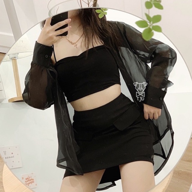 Áo sơ mi nữ trong suốt dài tay. Sơ mi nữ xuyên thấu ánh nhẹ, xẻ tà sau, thắt nơ, freesize, ulzzang, T-Ju (Ngọc Trai) | BigBuy360 - bigbuy360.vn