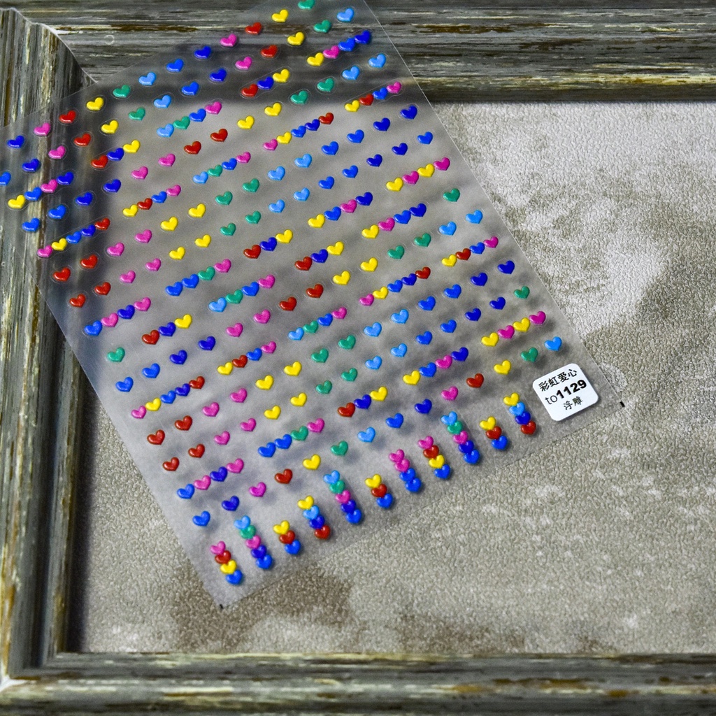 1 Tờ Miếng Dán Trang Trí Móng Tay Hình Trái Tim 3D Dễ Thương