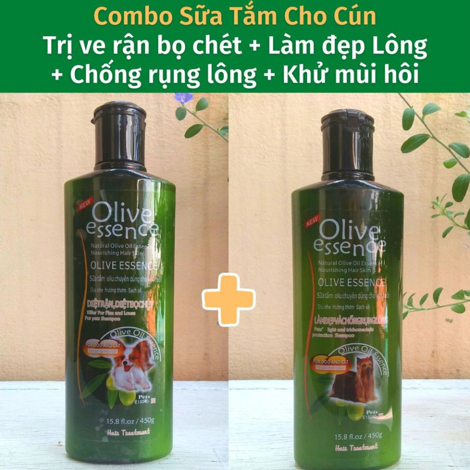 [HOT] [Combo] Sữa Tắm Cho Chó Olive Essence Trị Ve Rận và Chống Rụng Lông Dưỡng Lông Chắc Khỏe