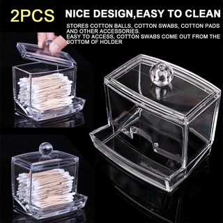 2PCS Clear Acrylic Makeup Case Storage Cosmetic Organizer Drawer Holder Box