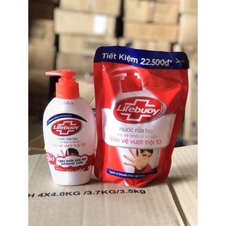 Combo 3 TÚI Nước rửa tay Lifebuoy túi 450g bảo vệ vượt trội Tặng 1 Chai 120g