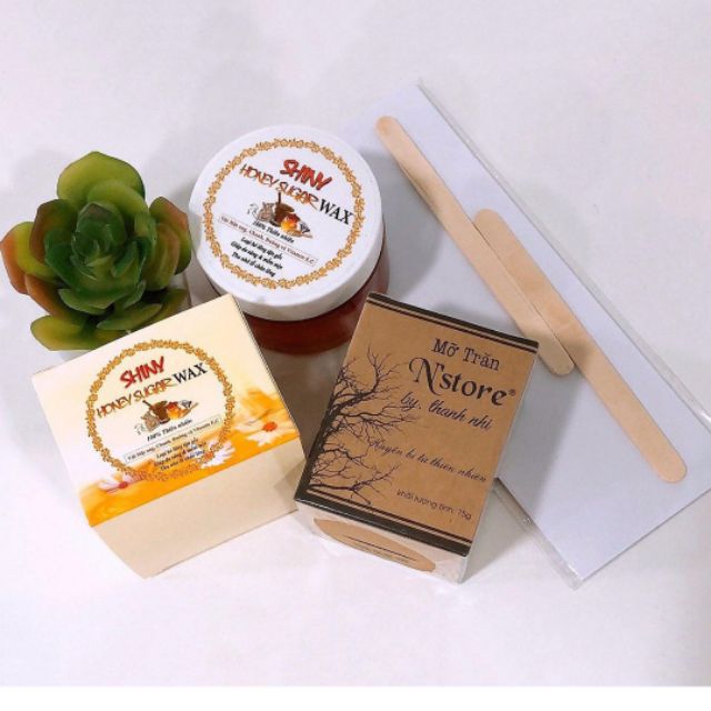 Combo triệt lông Wax Shiny handmade +mỡ trăn N'store ( tặng kèm dụng cụ wax )