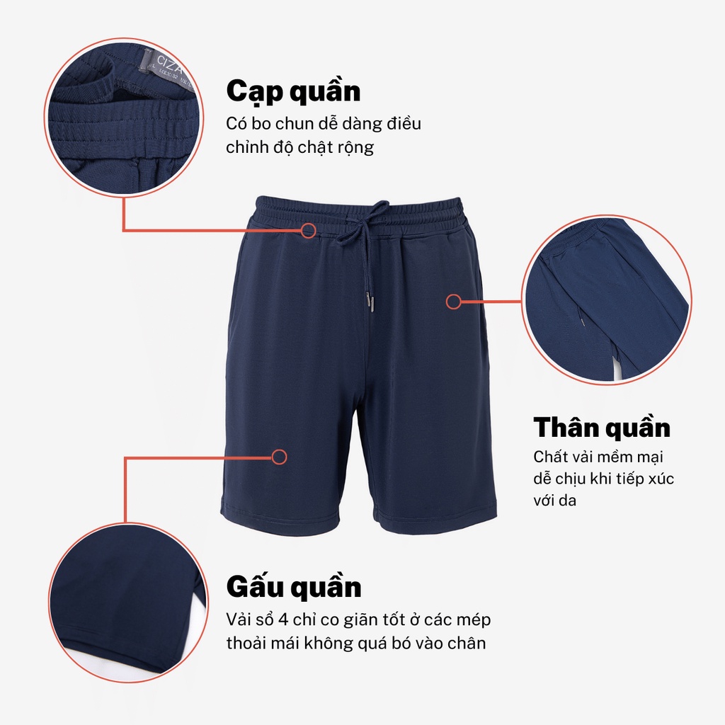 Quần đùi short thun ngắn nam CIZA phong cách thể thao cao cấp trẻ trung size S M L XL màu navy QSTR29