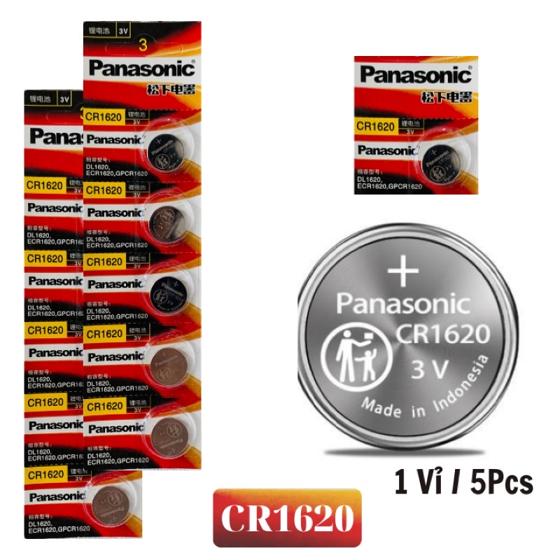 Vỉ 5 viên Pin Cúc Áo Panasonic CR2032, CR2016, CR2025, CR1632, CR2450 3V Lithium