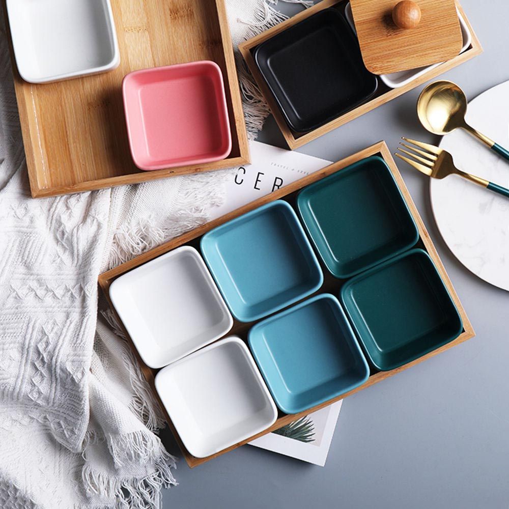 EPOCH Tô đựng rau/thức ăn nhanh/hạt hình vuông bằng sứ phong cách Nhật Bản