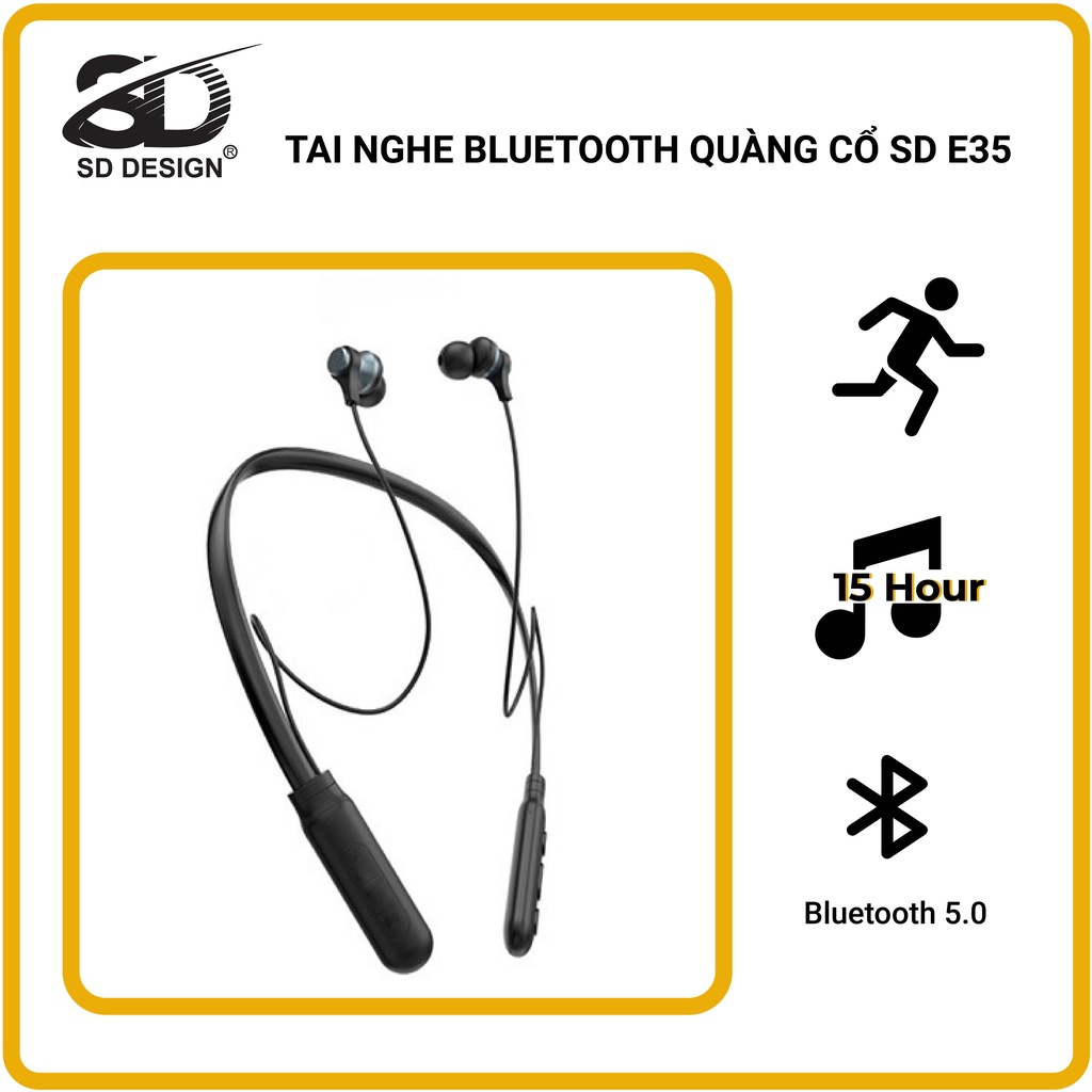 Tai nghe quàng cổ Bluetooth SD DESIGN E35 chính hãng Pin trâu nghe nhạc 15 giờ