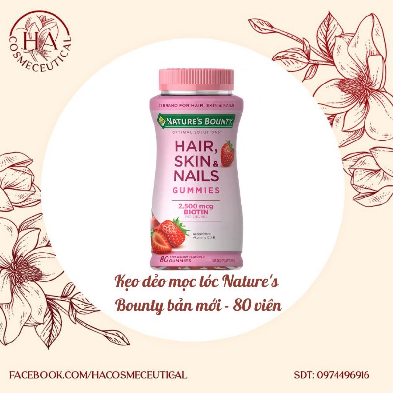Kẹo mọc tóc Nature's Bounty Hair Skin and Nails Gummies Biotin