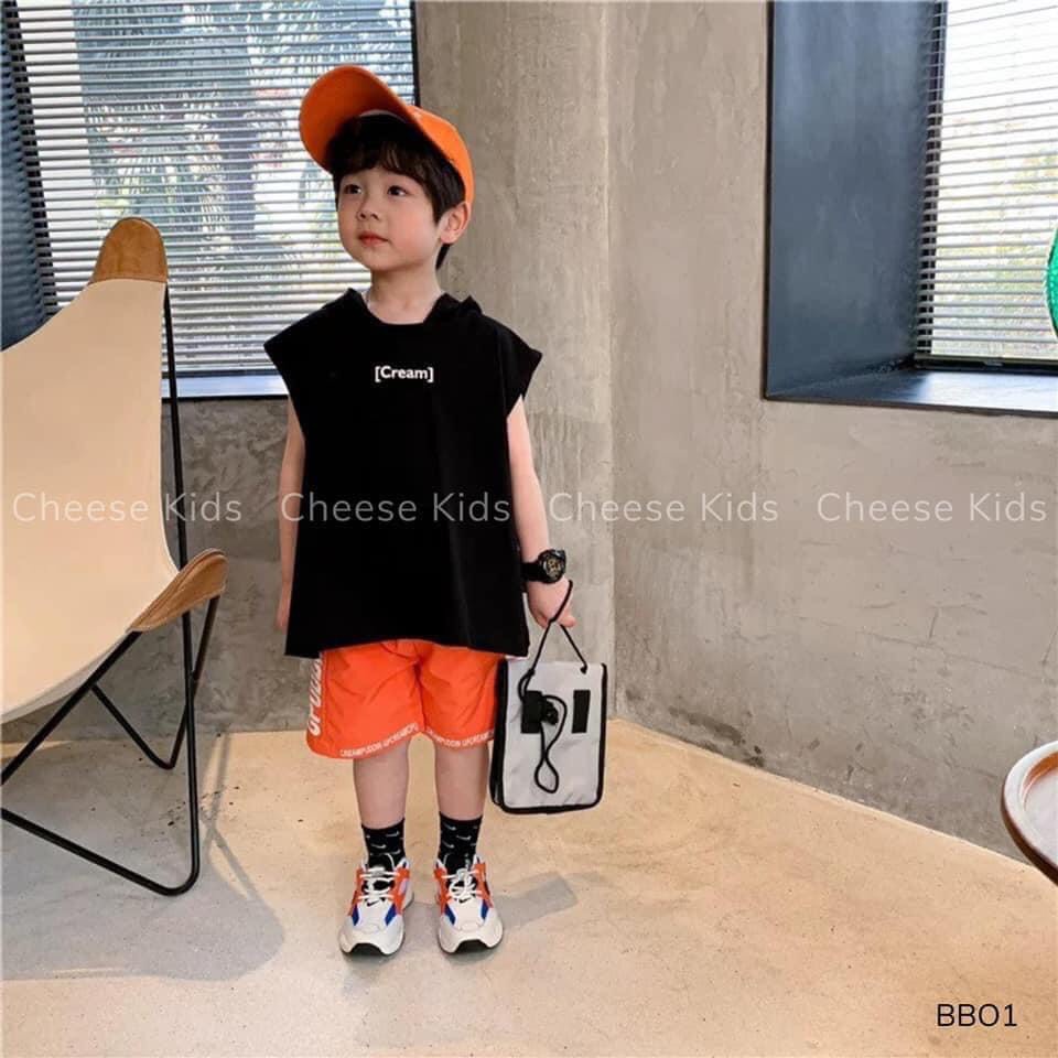 Áo thun bé trai , áo ba lỗ có mũ cho bé cheesekids 11 đến 21 kg