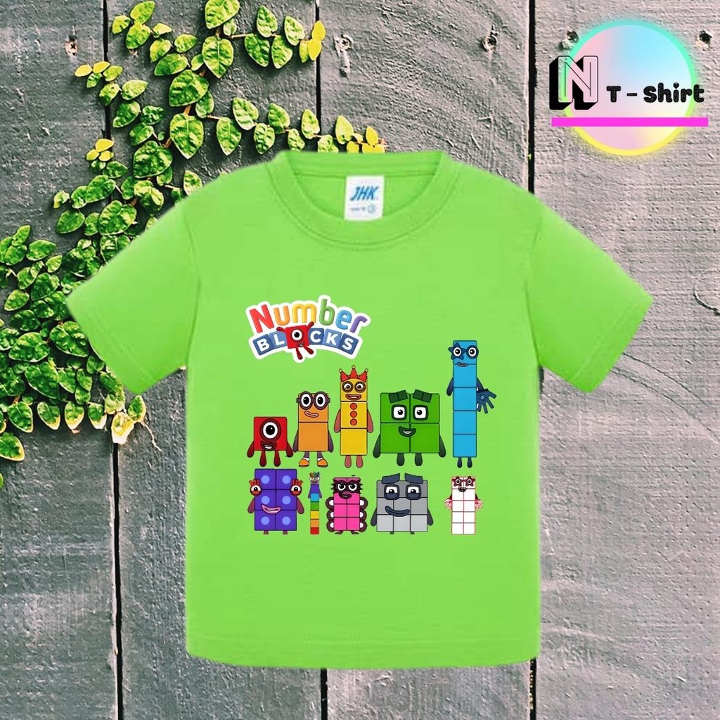 Áo thun cho bé trai và bé gái in hình hoạt hình Number Blocks dễ thương, chất liệu cotton mềm mịn thoáng mát NTShirt 12