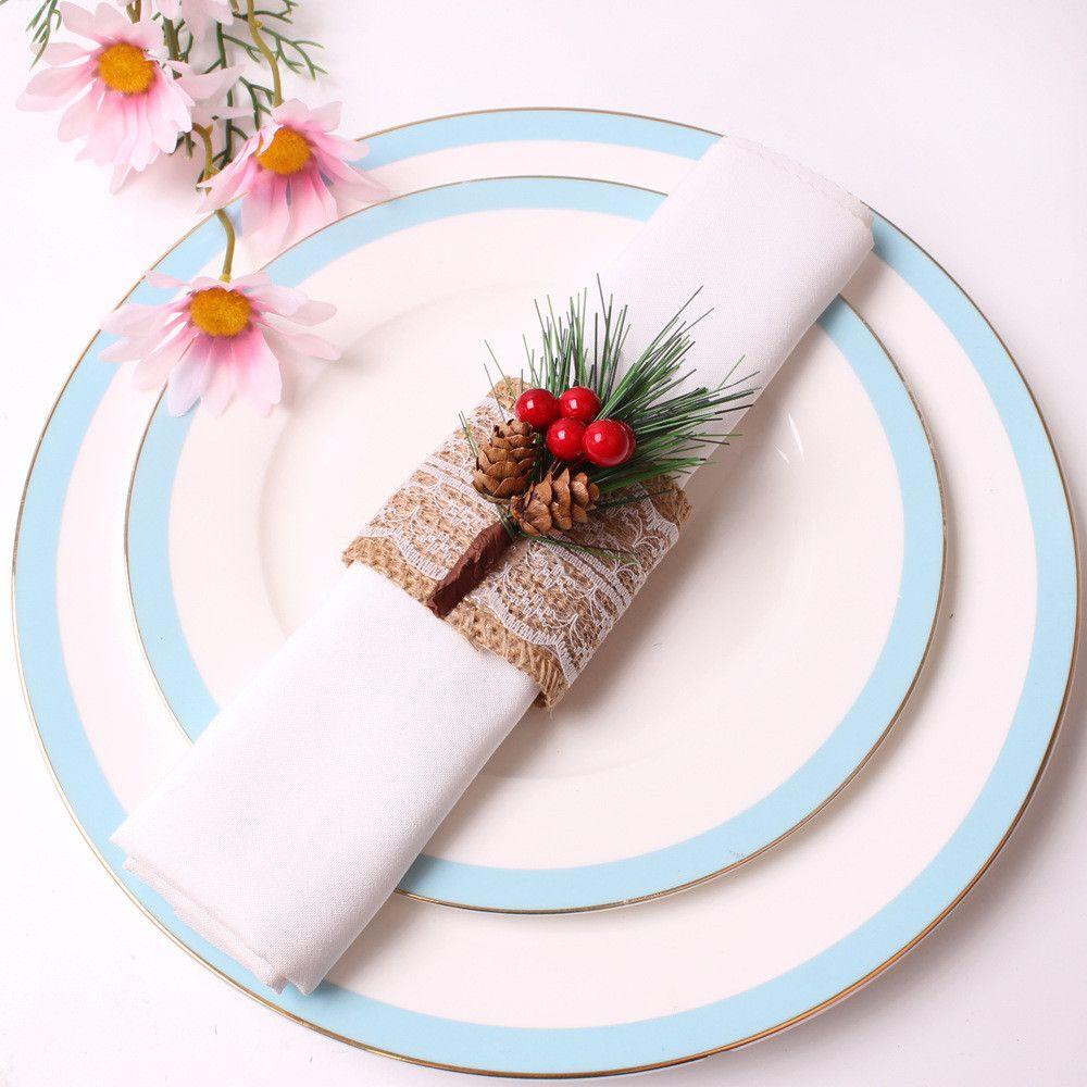 Vòng Nhẫn Bằng Vải Lanh Làm Khăn Ăn Trang Trí Bàn Tiệc Giáng Sinh DIY
