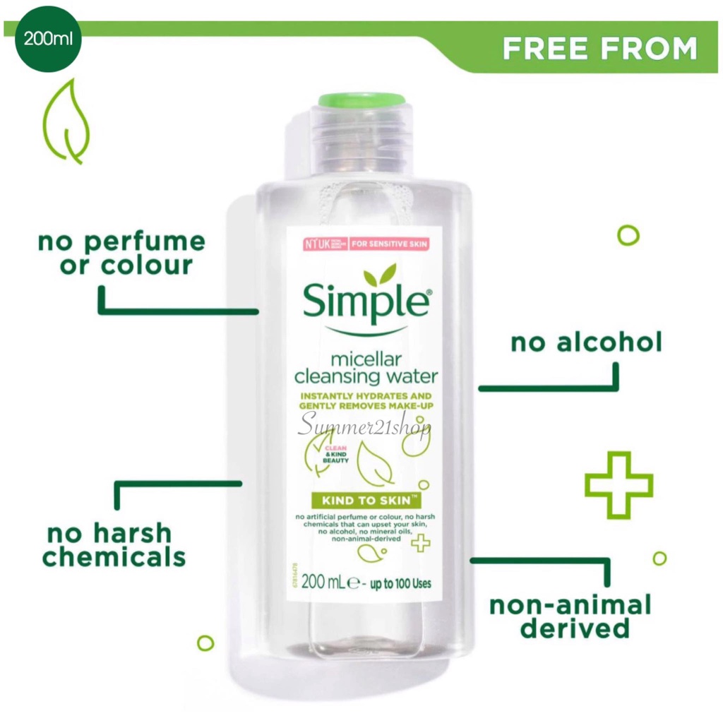 Nước Tẩy Trang Dịu Nhẹ Lành Tính Simple Micellar Cleansing Water 200ml