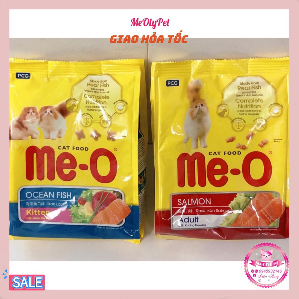 🐱🐱  Me-O Thức Ăn Hạt Cho Mèo Trưởng Thành Vị Cá Hồi và Mèo con ⭐