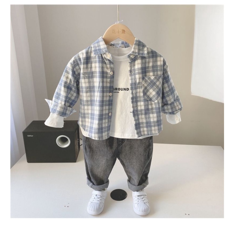 Áo Sơ Mi Sọc Ca Rô Thời Trang Mùa Hè Mới Dành Cho Bé Trai 0-5 Tuổi