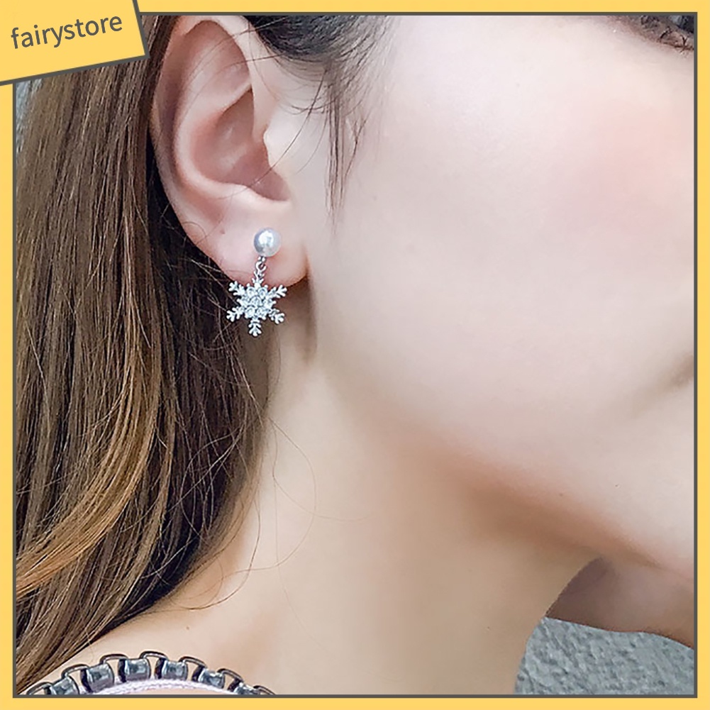 Đôi Khuyên Tai Dài Tạo Hình Hoa Tuyết Thời Trang Cho Nữ