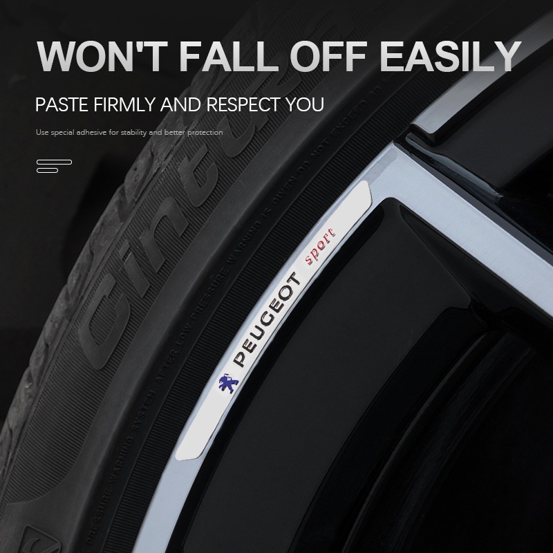 Miếng Dán Phản Quang Trang Trí Vành Bánh Xe Hơi Peugeot 3008 207 208 206 508 308 E Expert Rifter 2008 108 408 4008 5008