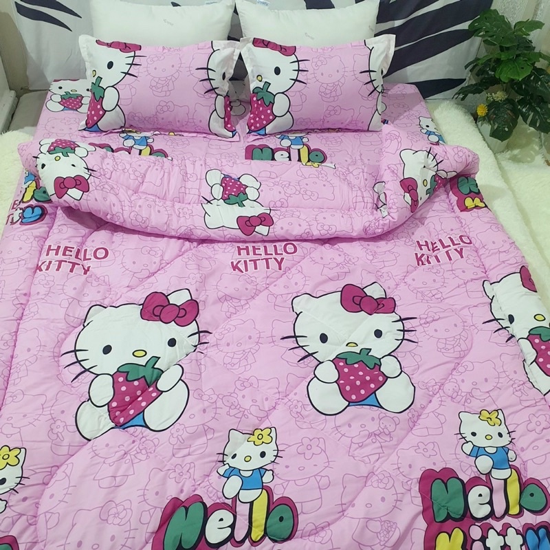 Bộ ga gối 4 món chăn chần bông siêu nhẹ ( Ảnh thật )