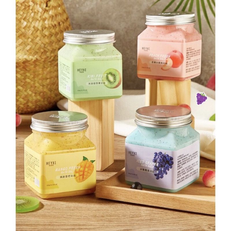 Muối tắn tẩy da chết sạch mịn giúp da trắng sáng  vị hoa quả HEYXI Bath Salt Scrub 350g