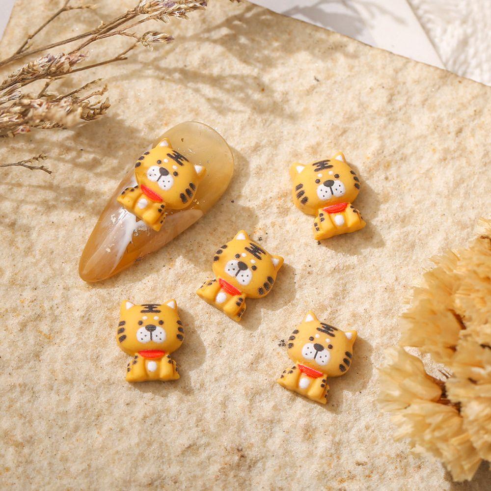 Phụ Kiện Trang Trí Móng Tay Hình Hổ Hoạt Hình Dễ Thương DIY