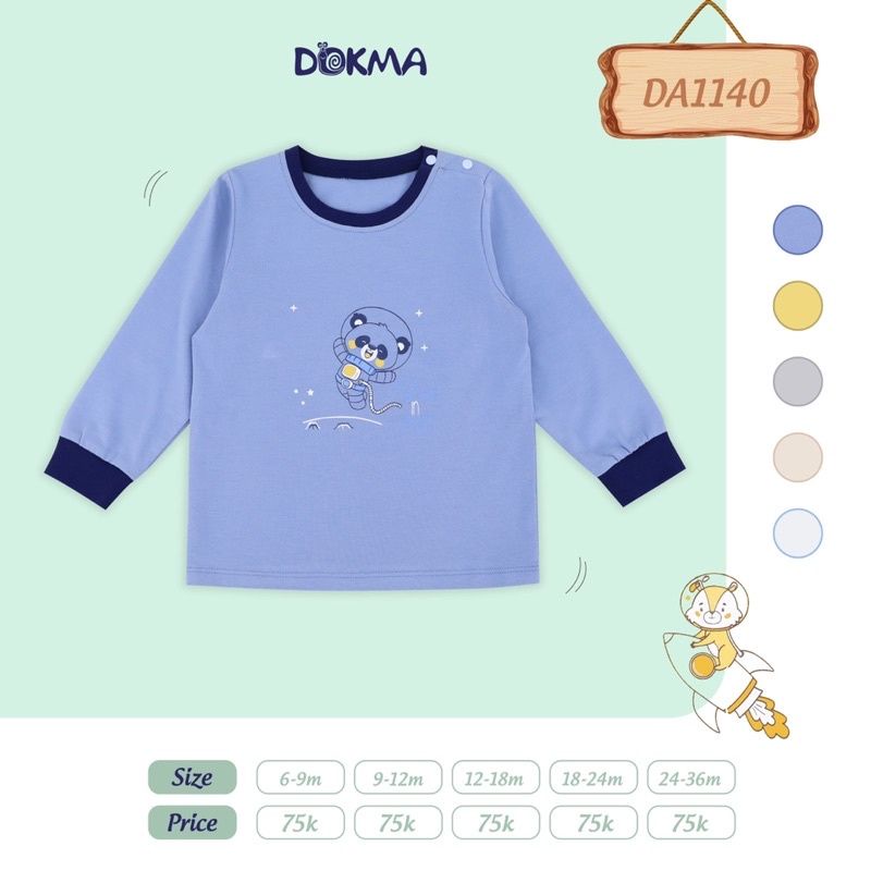 Áo dài tay cài vai bé trai Dokma 9-36M DA1140