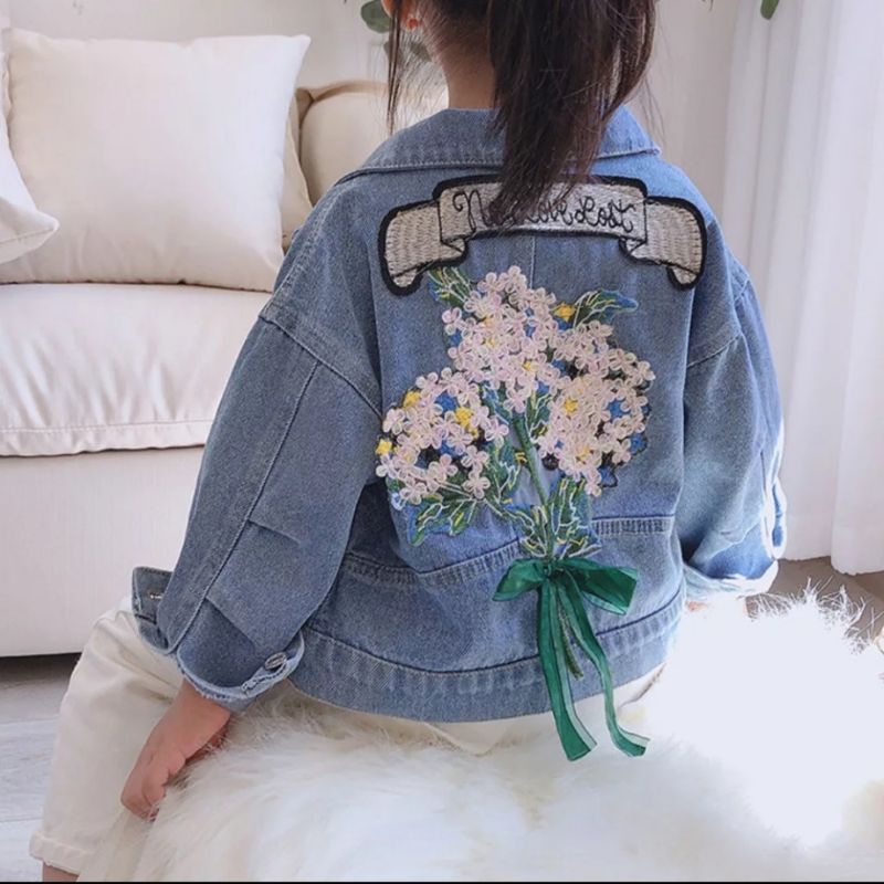 Áo Khoác JEANS Thêu Hoa Cho Trẻ Em Và Người Lớn Mẫu 2TH-11TH 2021