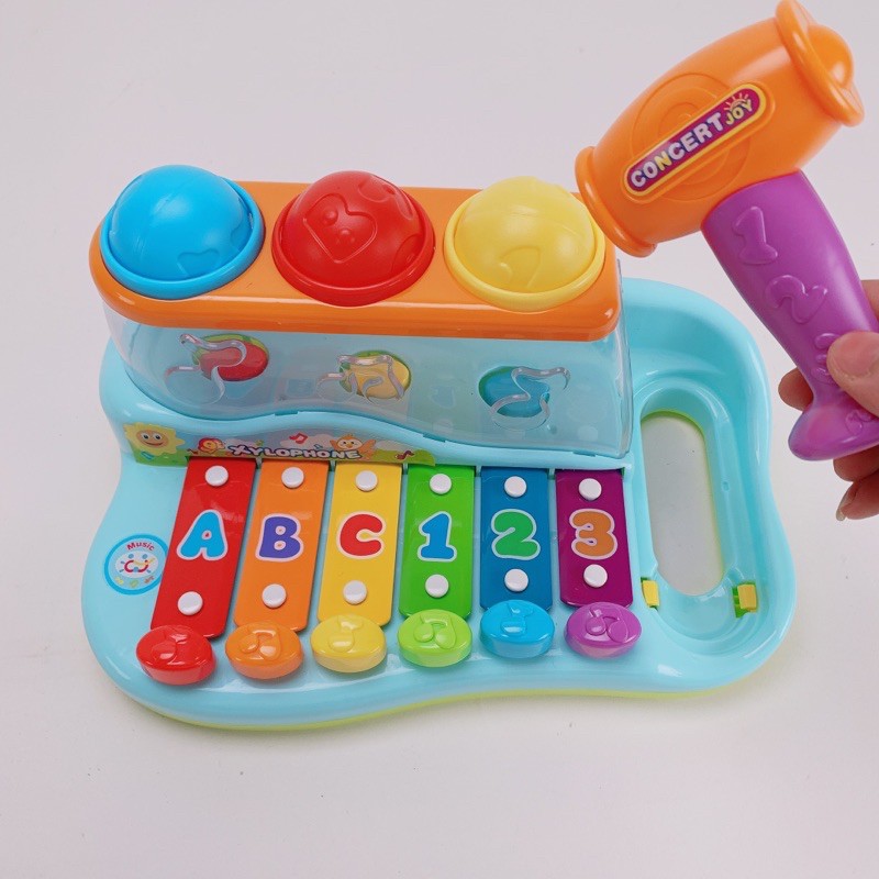 [Huile Toys]Bộ Đồ Chơi Đàn Gõ Kèm Đập Bóng 2in1 Cho Bé - Đàn Đá Cho Bé HOLA 856