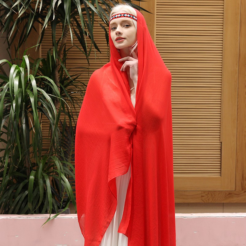 Khăn quàng lụa lanh cotton trắng mỏng đa thời trang xuân thu dành cho nữ