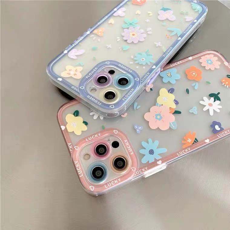 Ốp Điện Thoại TPU Mềm Trong Suốt Họa Tiết Hoa Cho Iphone 14 13 12 11 Pro mini 8 7 6 6s Plus X XS Max XR