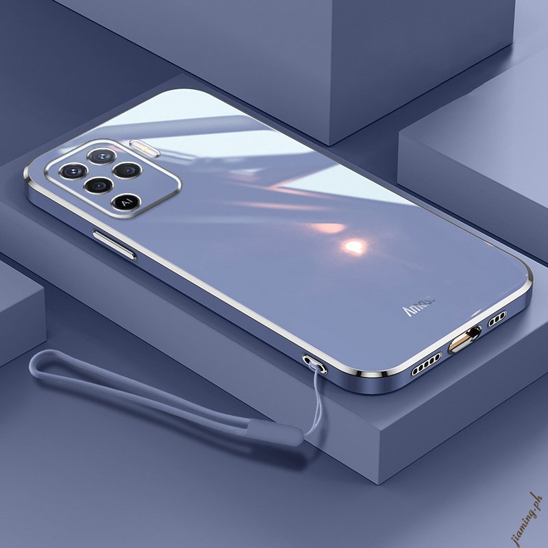 Ốp Điện Thoại Mạ Viền 6D Bằng Silicon Mềm Chất Lượng Cao Kèm Dây Đeo Cho OPPO A94 4G RENO 5F F19 PRO Sự Bảo Vệ