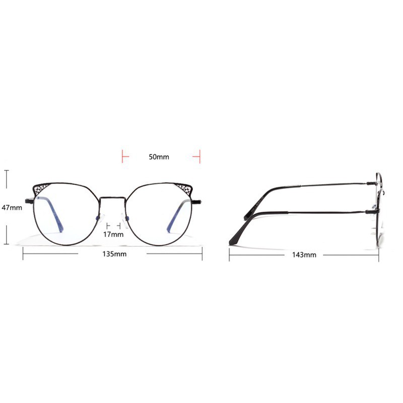 Kính mắt mèo gọng kim loại tròn thời trang | BigBuy360 - bigbuy360.vn