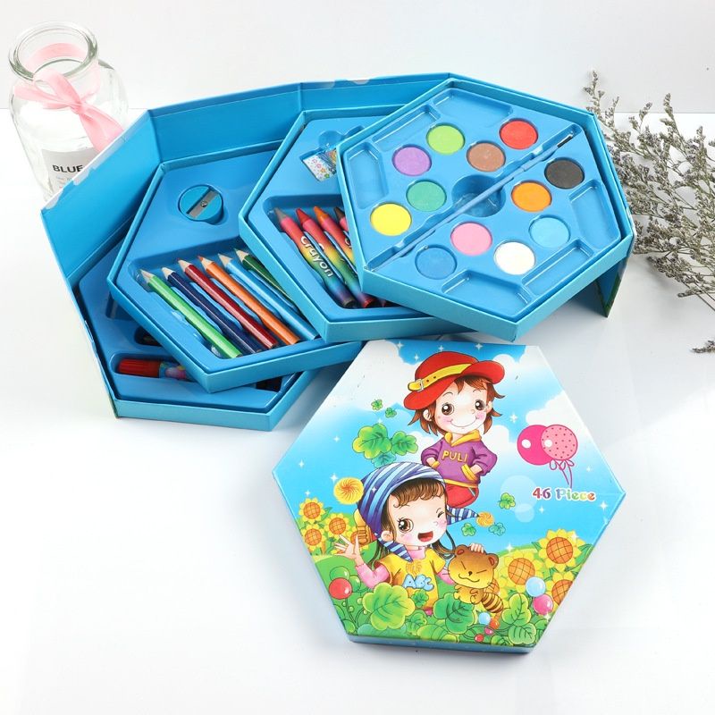 Hộp Bút Chì Màu 4 Tầng Xoay 46 Màu Đa Dạng.