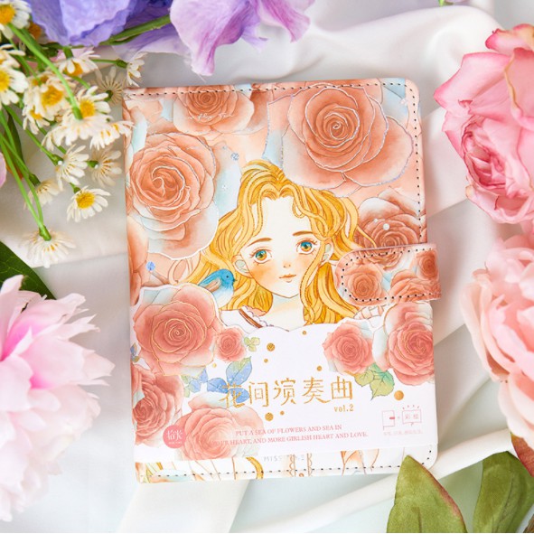Sổ tay cute - nhất ký - da PU - nắp gập - Series Buổi Hòa Tấu Trăm Hoa - 12,4cm x 16,8cm