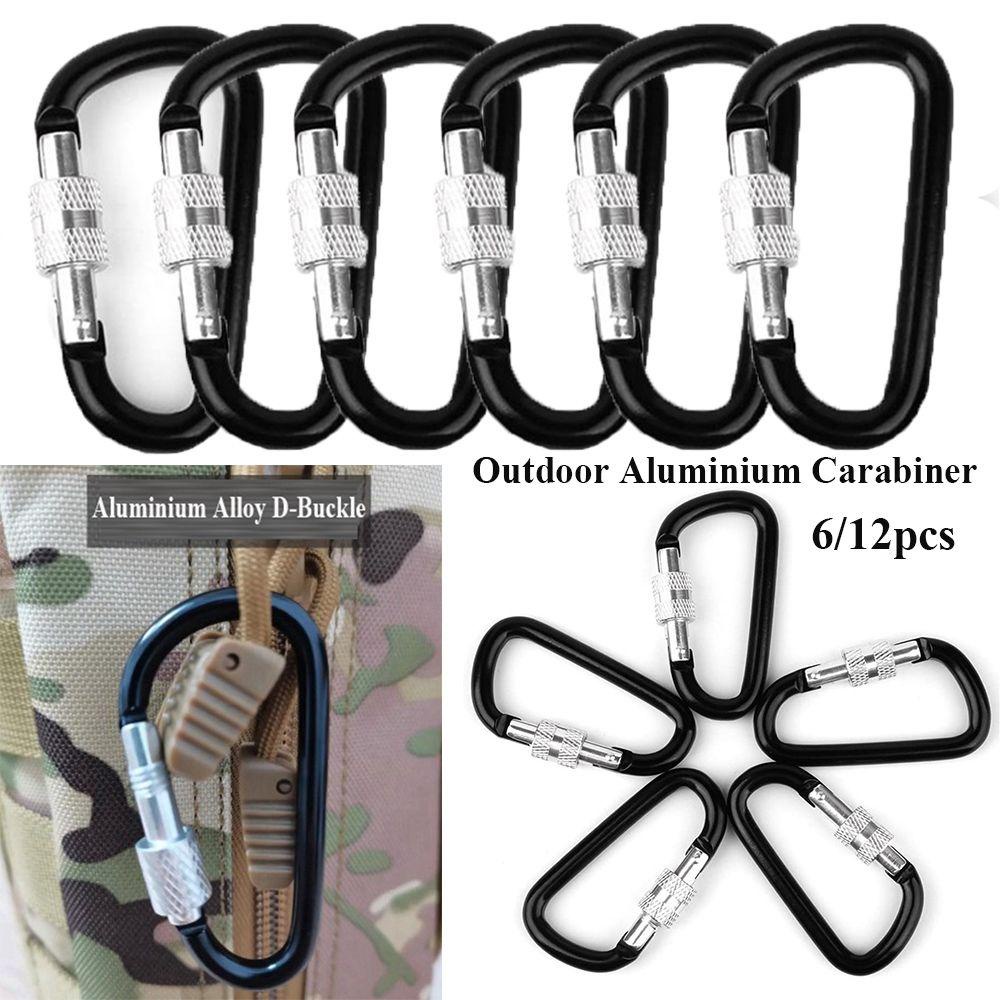 MYRONGVN Set 6 / 12 Móc Khóa Leo Núi Bằng Hợp Kim Nhôm Màu Đen Chất Lượng Cao