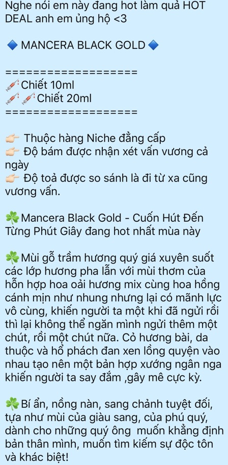 [Mẫu thử] Nước hoa Nam Mancera Black Gold
