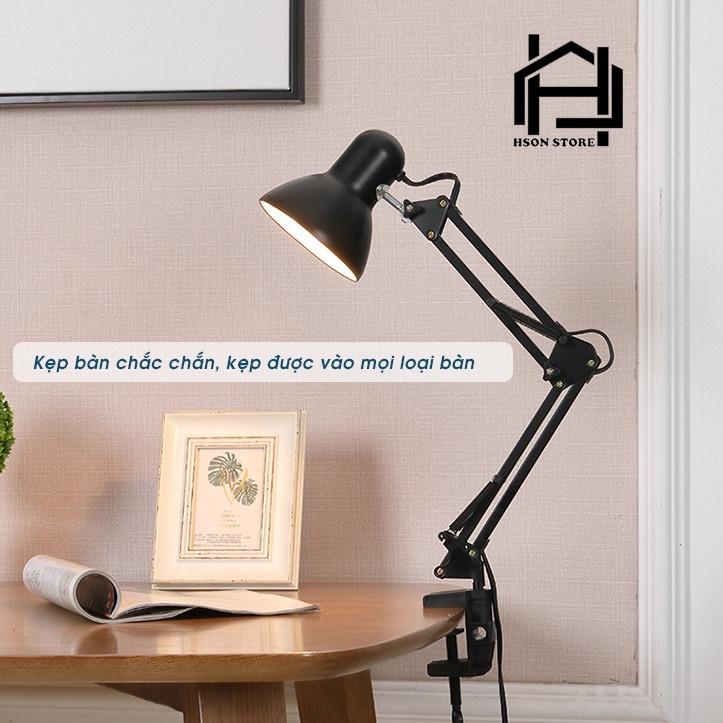Đèn bàn học CAO CẤP, đèn kẹp gấp Pixar xoay 360 độ có chân kẹp và đế tròn siêu bền và chắc chắn