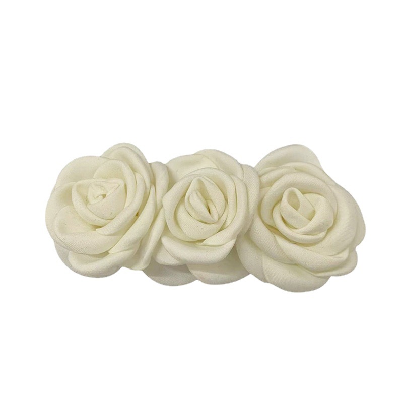 Kẹp Tóc Mái Dạng Ngắn Màu Kem Hoa Hồng Pháp Chất Lượng Cao Cho Nữ