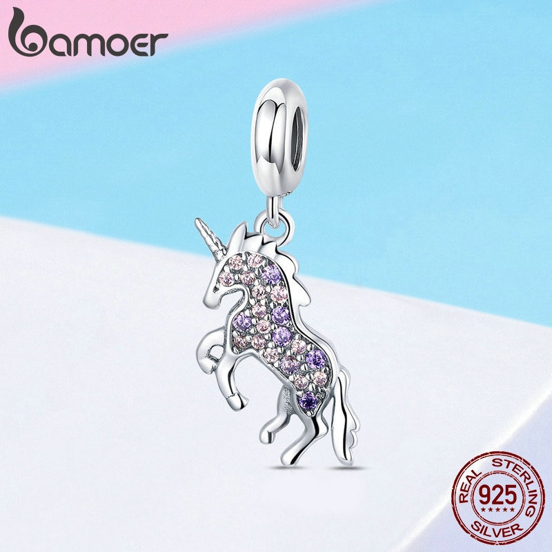 Mặt Dây Chuyền Bamoer SCC996 Bằng Bạc 925 Đính Đá Cubic Zirconia Hình Ngựa Một Sừng