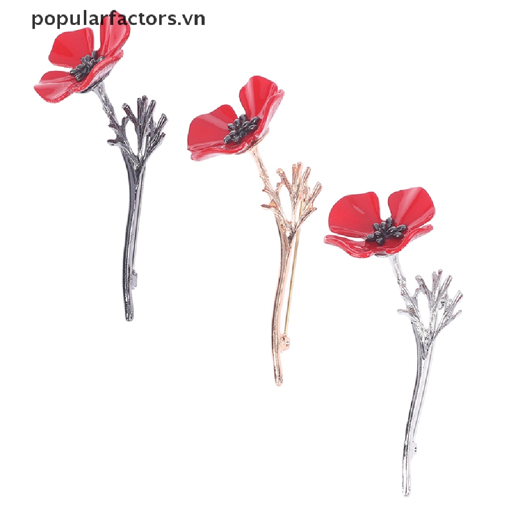 1 Huy Hiệu Cài Áo Hình Hoa Anh Túc Phong Cách Retro