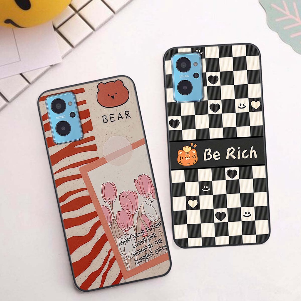 Ốp Realme 9i gấu Bear rick caro vuông thời trang siêu đẹp