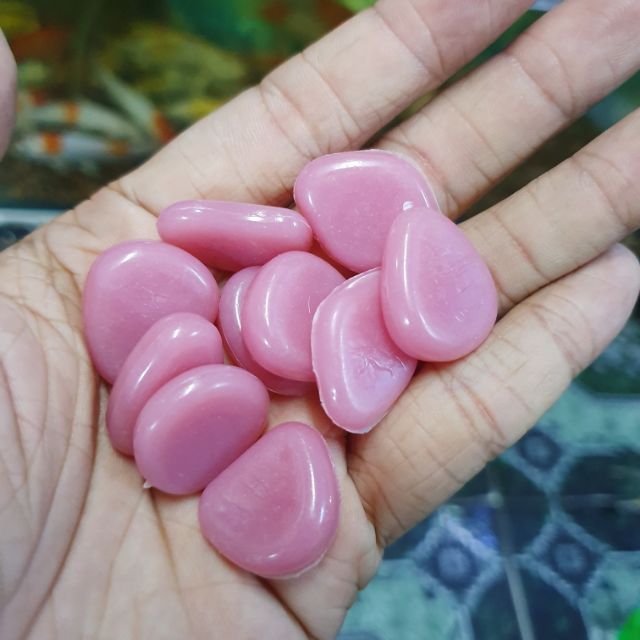 10 VIÊN ĐÁ DẠ QUANG MÀU HỒNG TRANG TRÍ HỒ CÁ NON BỘ