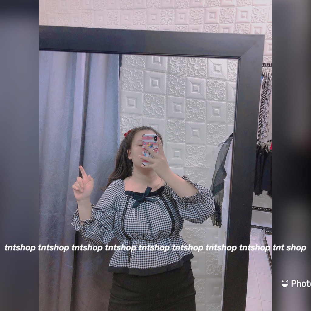 ÁO CỔ VUÔNG PHỐI NƠ CK BIGSIZE 60-90KG. HÌNH THẬT 100%