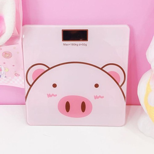 Cân Sức Khỏe Heo Hồng Cute ,Màn Hình LED Hiển Thị Cân Nặng Và Nhiệt Độ