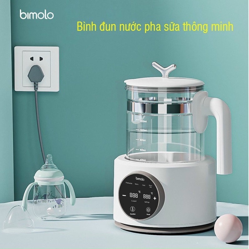 Bình Đun nước pha Sữa Thuỷ Tinh BIMOLO 1,5l ( Bảo Hành Chính Hãng 12 Tháng)